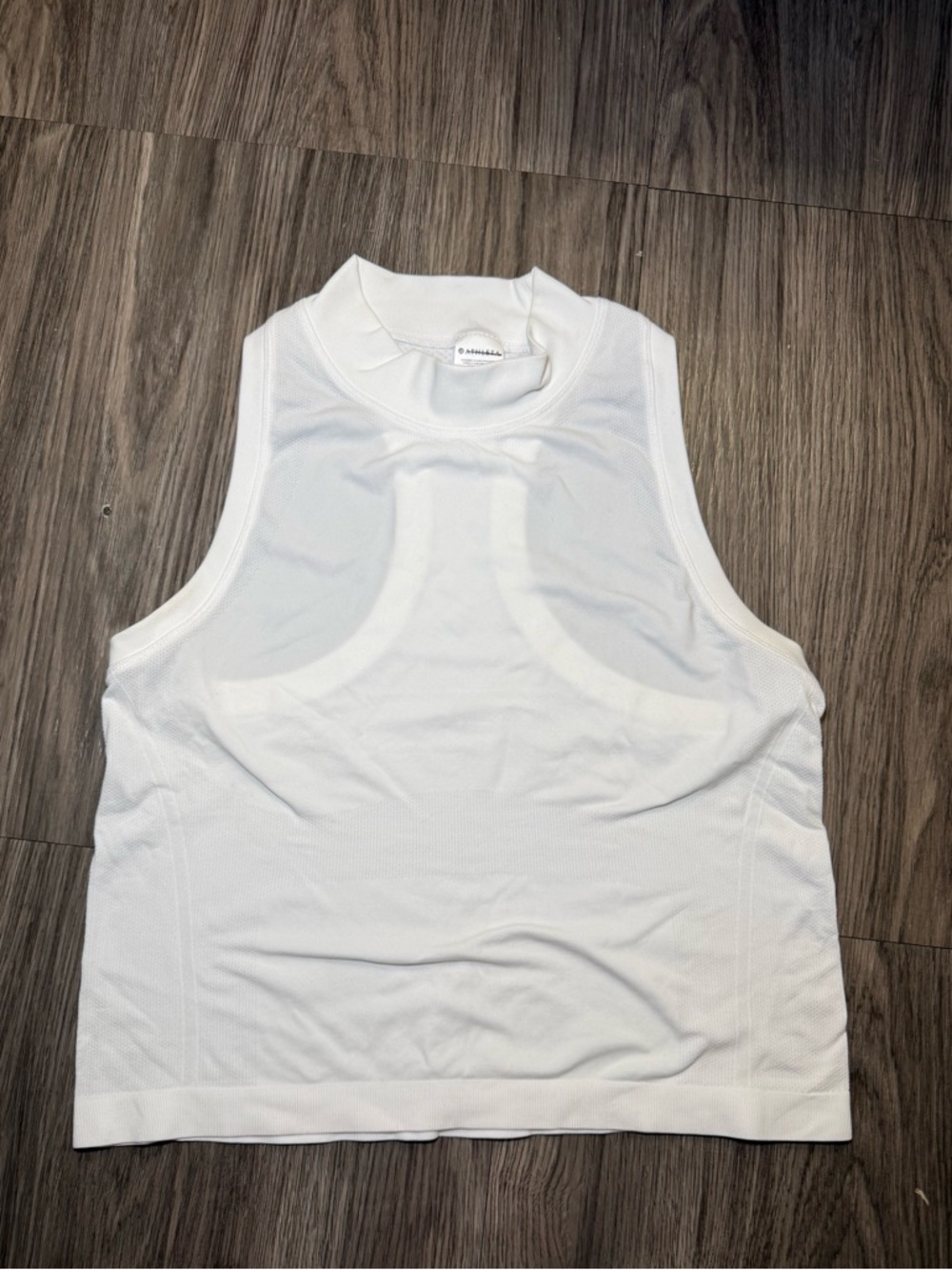 Womens athlete White Sleeveless Ribbed Mock Neck Tank Top